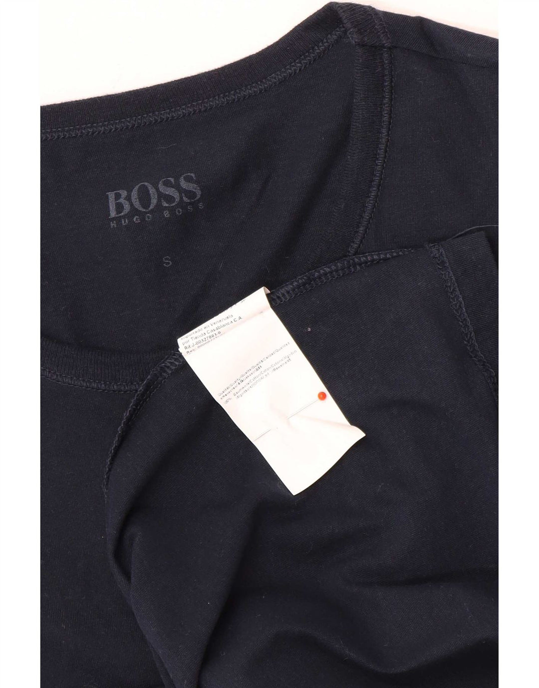 Hugo Boss Mens T-Shirt Top Pequeno Algodão Azul Marinho