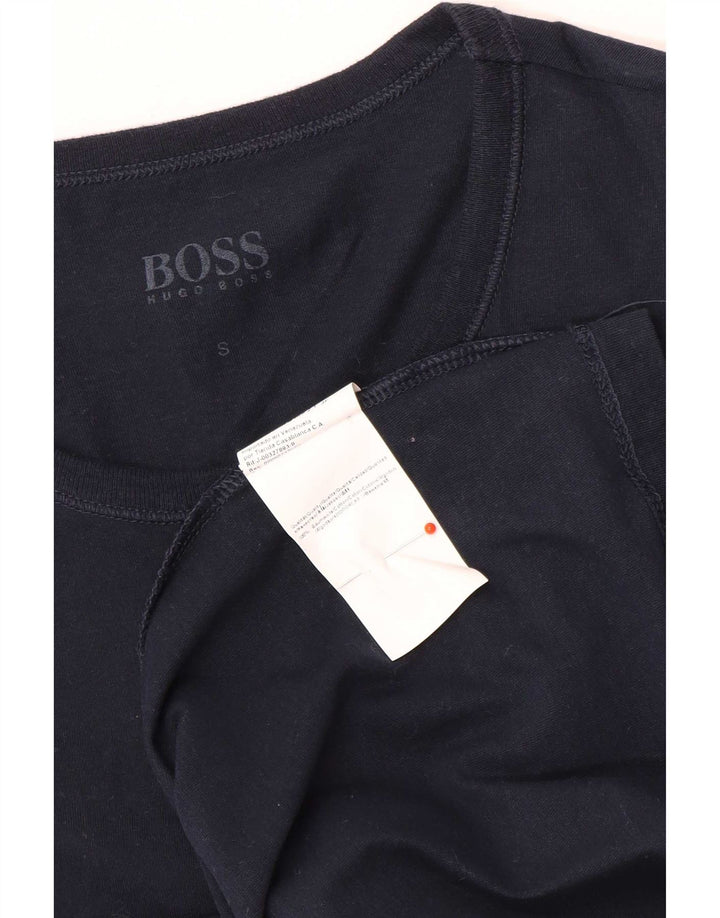 Hugo Boss Mens T-Shirt Top Pequeno Algodão Azul Marinho