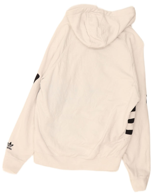 Adidas Mens Graphic Hoodie Jumper Pequeno Algodão Branco