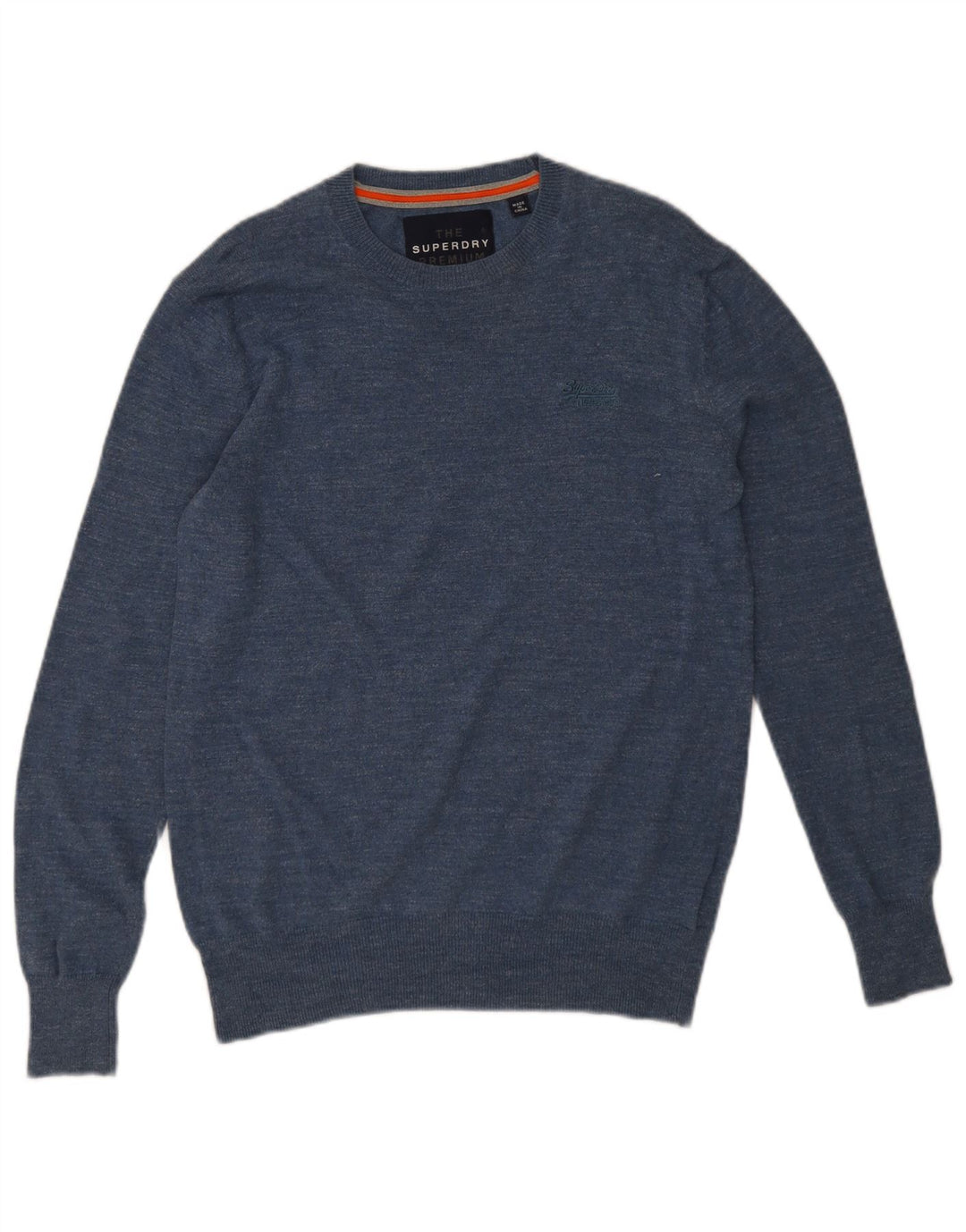 Suéter masculino Superdry com gola redonda e algodão azul médio