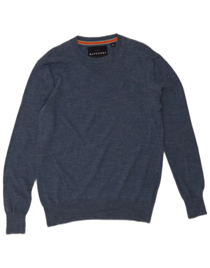 Suéter masculino Superdry com gola redonda e algodão azul médio