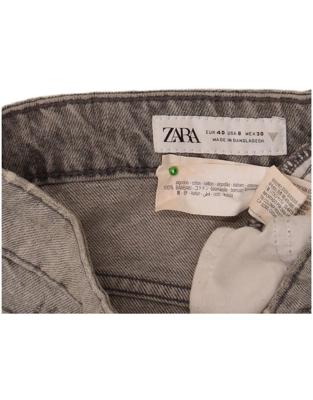 Calça feminina jeans desgastada Zara EU 40 médio W30 algodão cinza