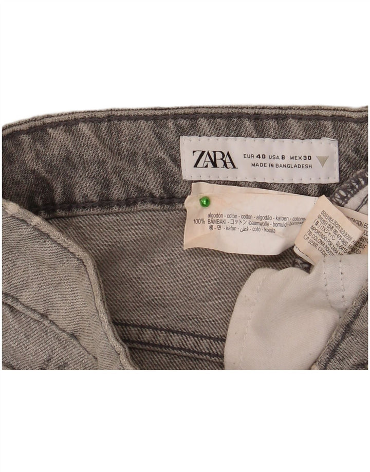 Calça feminina jeans desgastada Zara EU 40 médio W30 algodão cinza
