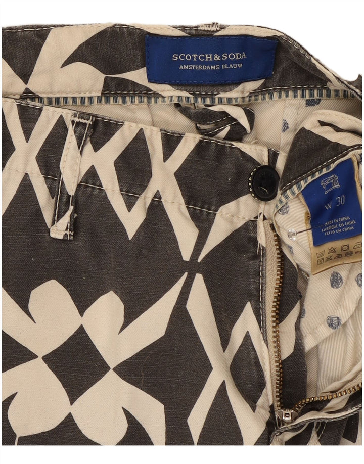Scotch & Soda Mens Chino Shorts W30 Algodão Geométrico Cinza Médio