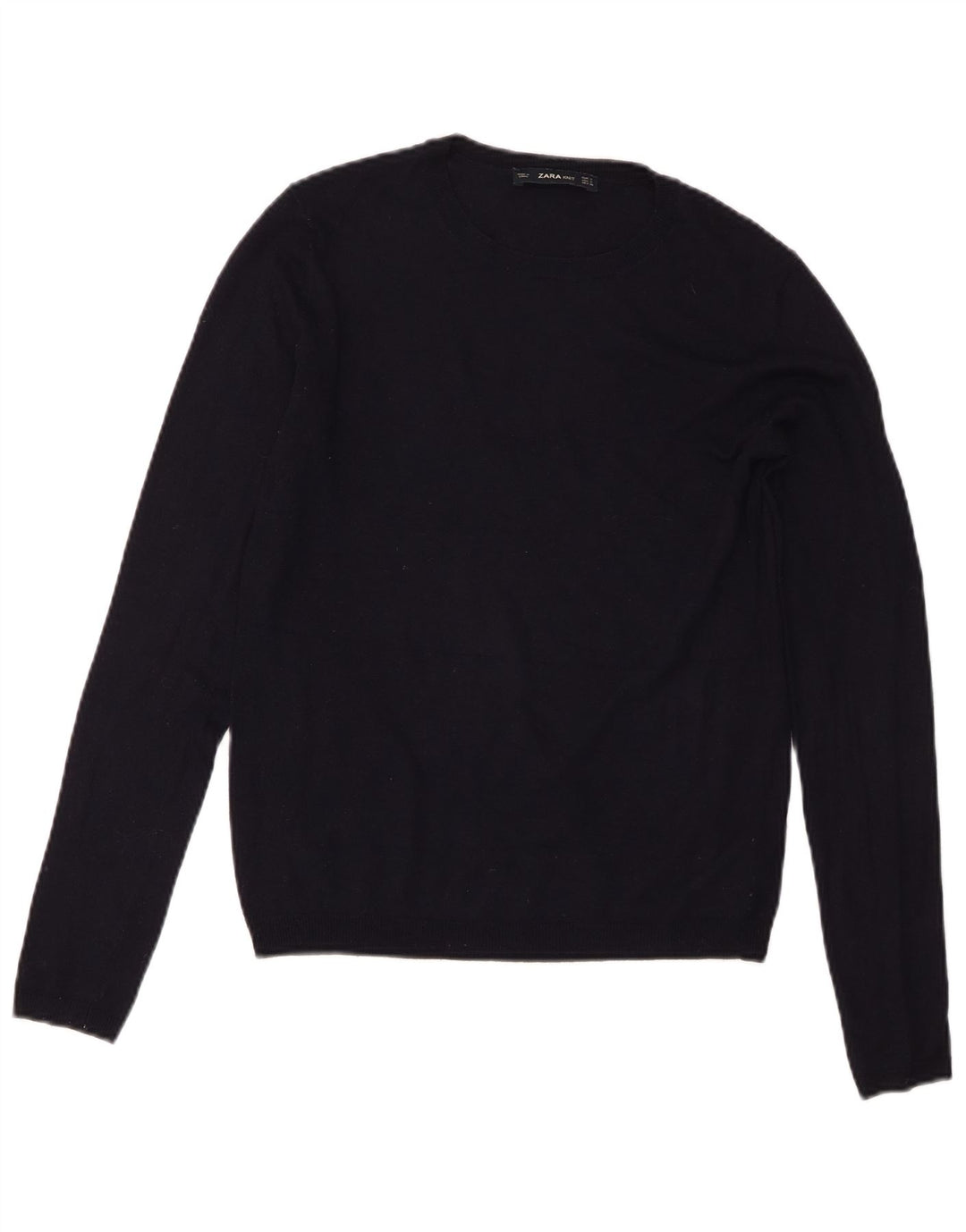 Zara Suéter feminino com gola redonda e gola redonda, modal azul marinho pequeno 10