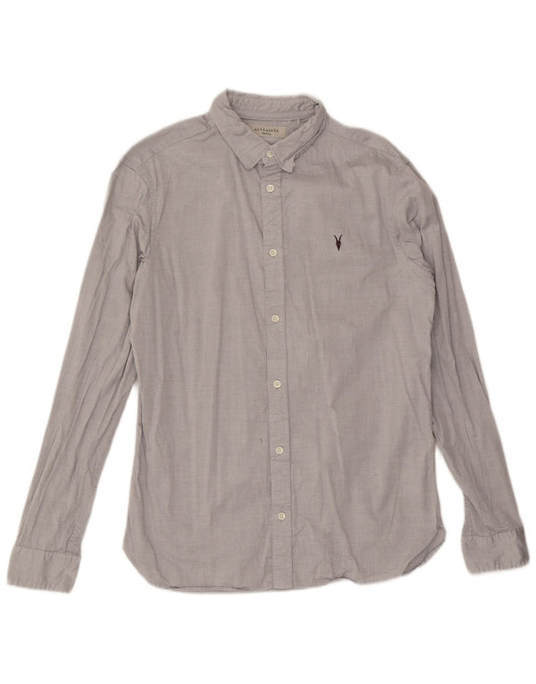 Camisa masculina All Saints algodão cinza médio