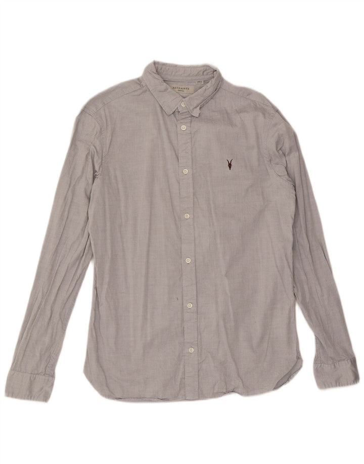 Camisa masculina All Saints algodão cinza médio