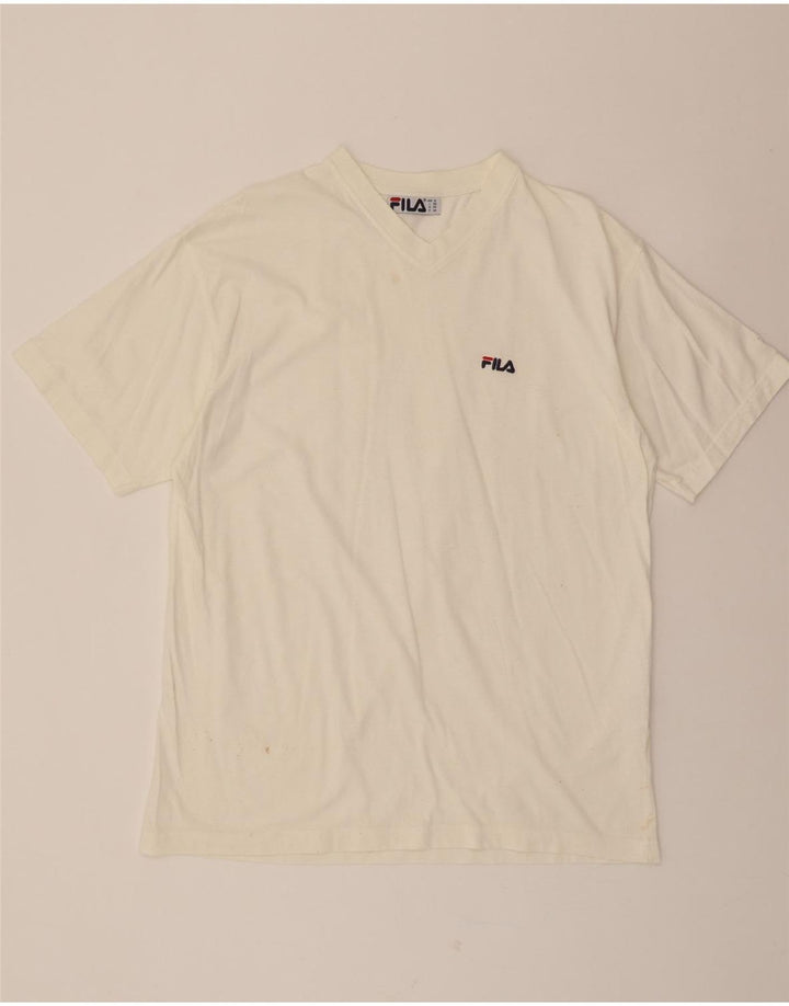 FILA Mens T-Shirt Top IT 50 Medium White Cotton Vintage Fila and Second-Hand Fila from Messina Hembry 