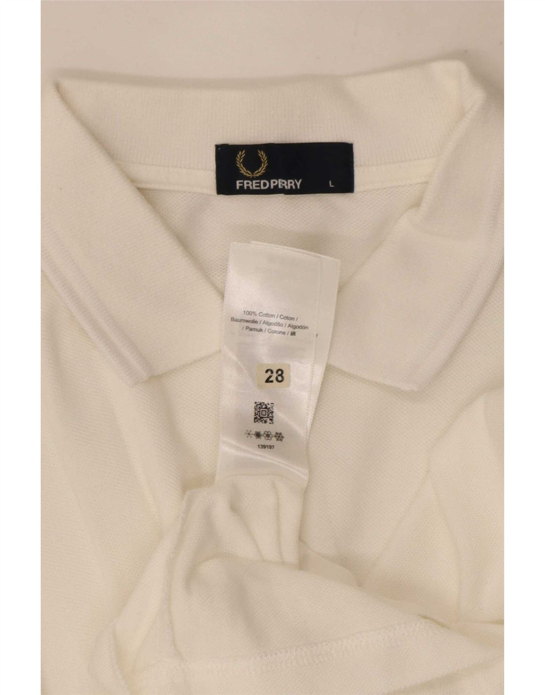 Camisa polo masculina de manga comprida Fred Perry grande algodão branco
