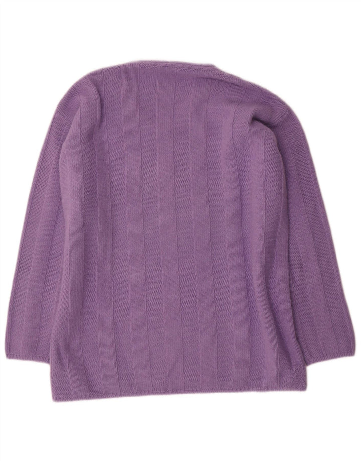Suéter feminino Raffaello com decote em V IT 48 XL lã roxa