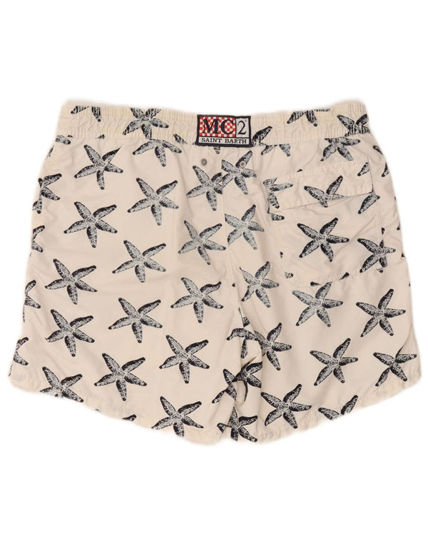 MC2 SAINT BARTH Shorts de banho masculino com padrão abstrato médio branco
