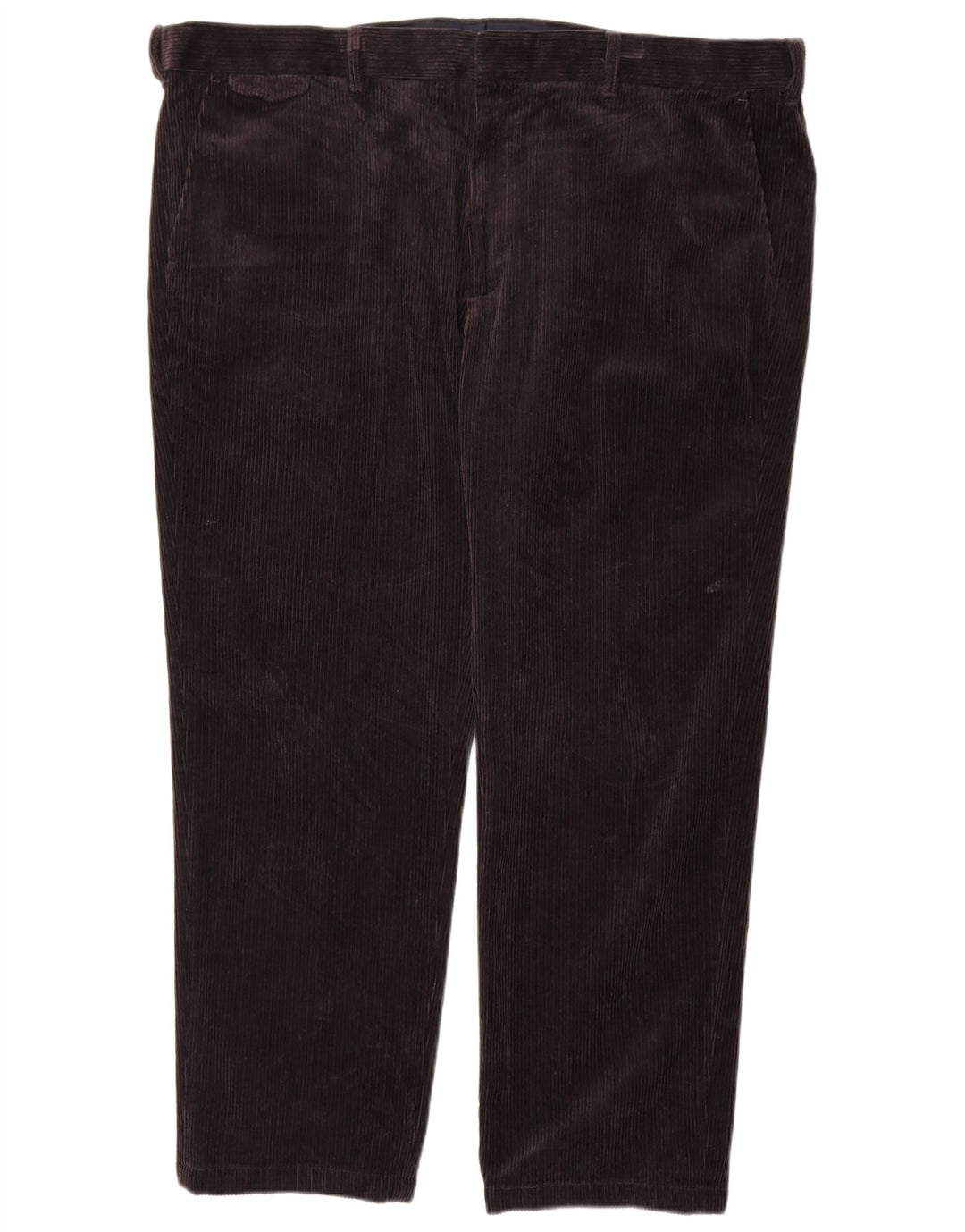 Calça masculina reta regular de veludo cotelê Marks & Spencer W44 L29 preta