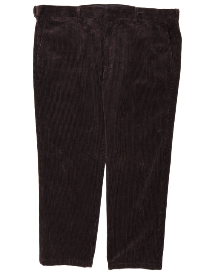 Calça masculina reta regular de veludo cotelê Marks & Spencer W44 L29 preta