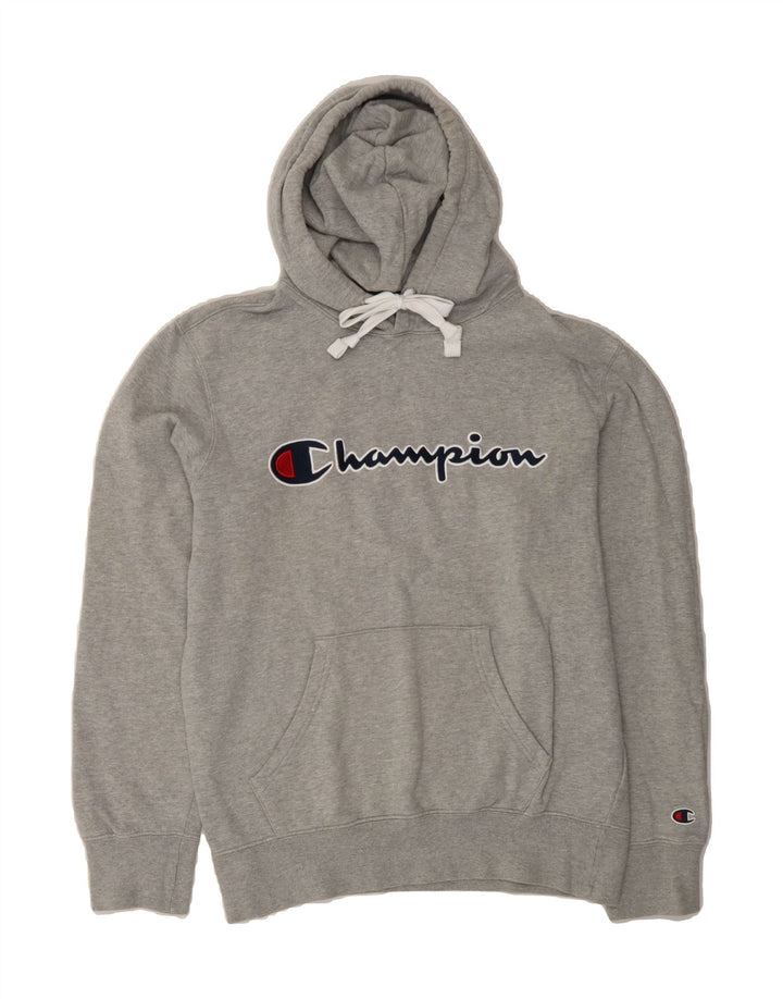 CHAMPION Womens Graphic Hoodie Jumper UK 14 Medium Grey Cotton Vintage Champion and Second-Hand Champion from Messina Hembry 