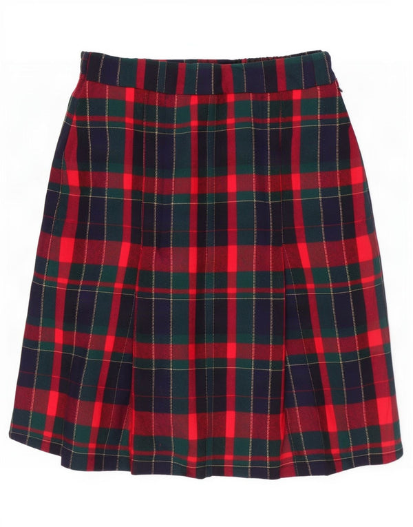 Saia midi feminina de cintura alta Avoca grande W30 xadrez multicolorida de lã nova