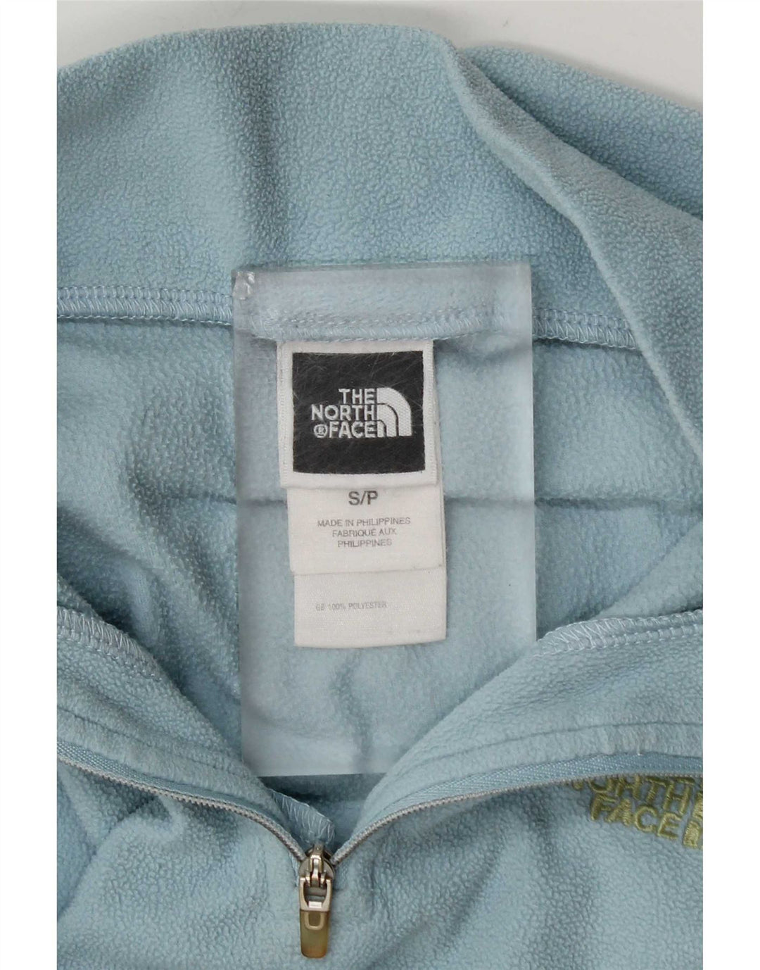 Suéter de lã feminino The North Face com zíper e gola UK 10 poliéster azul pequeno