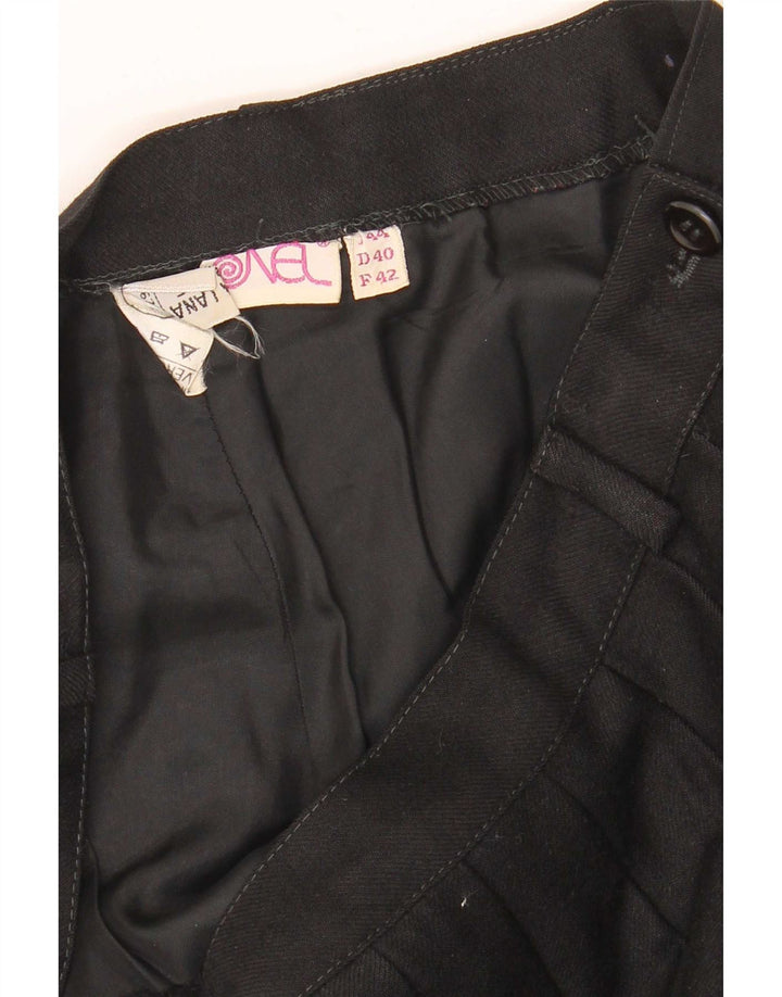 Saia plissada feminina vintage IT 44 médio W30 lã preta
