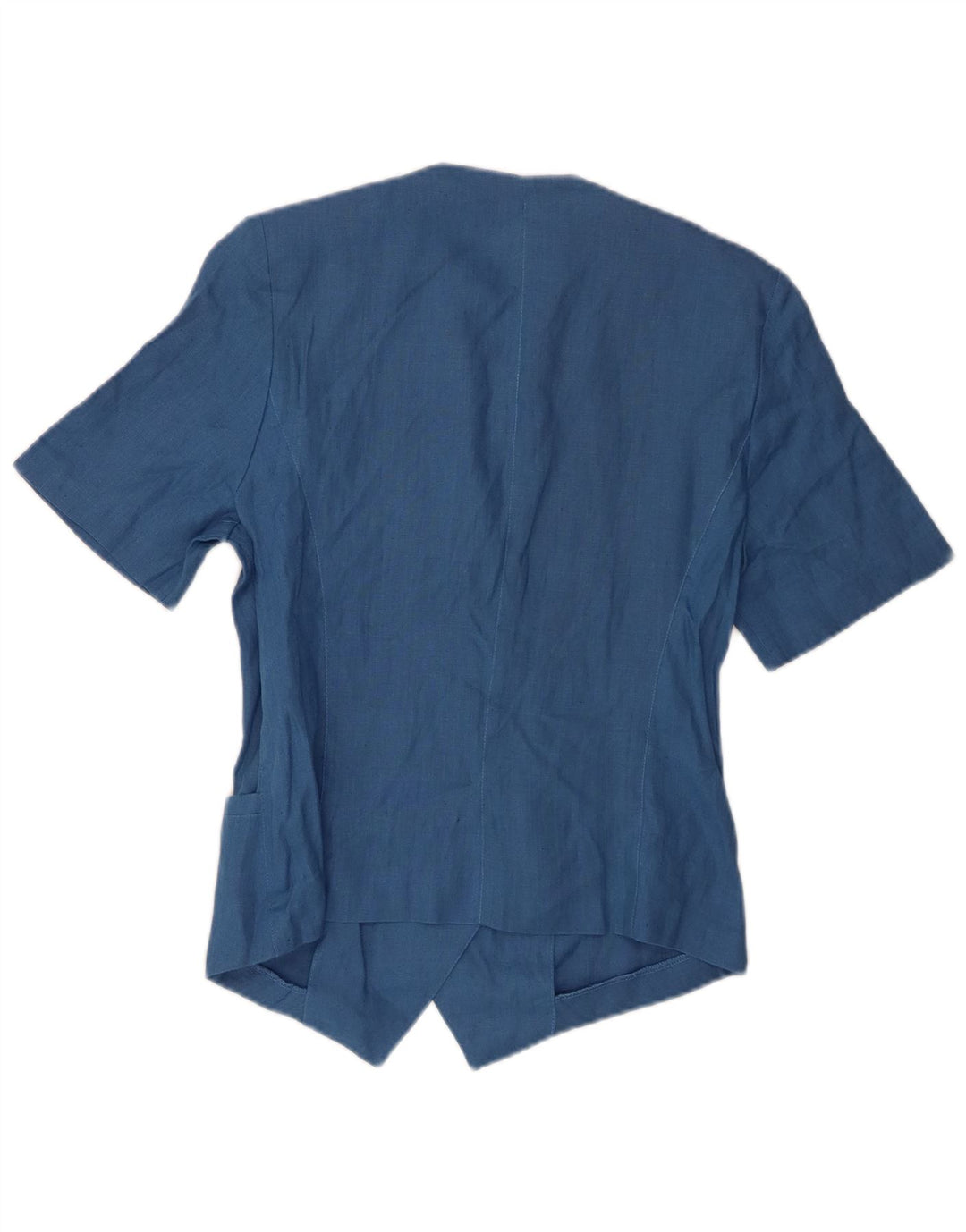 Cardigan feminino Preca manga curta IT 42 linho azul médio
