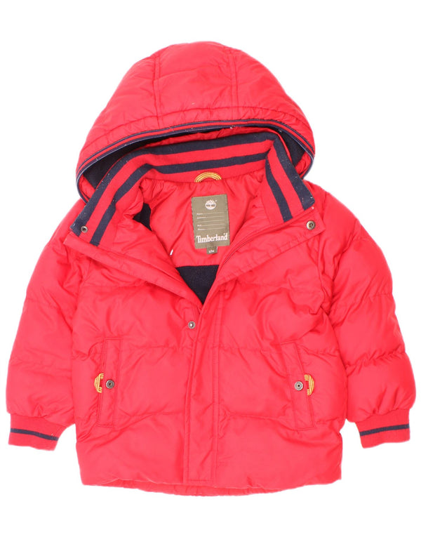 Casaco acolchoado com capuz Timberland Boys 2-3 anos poliéster vermelho