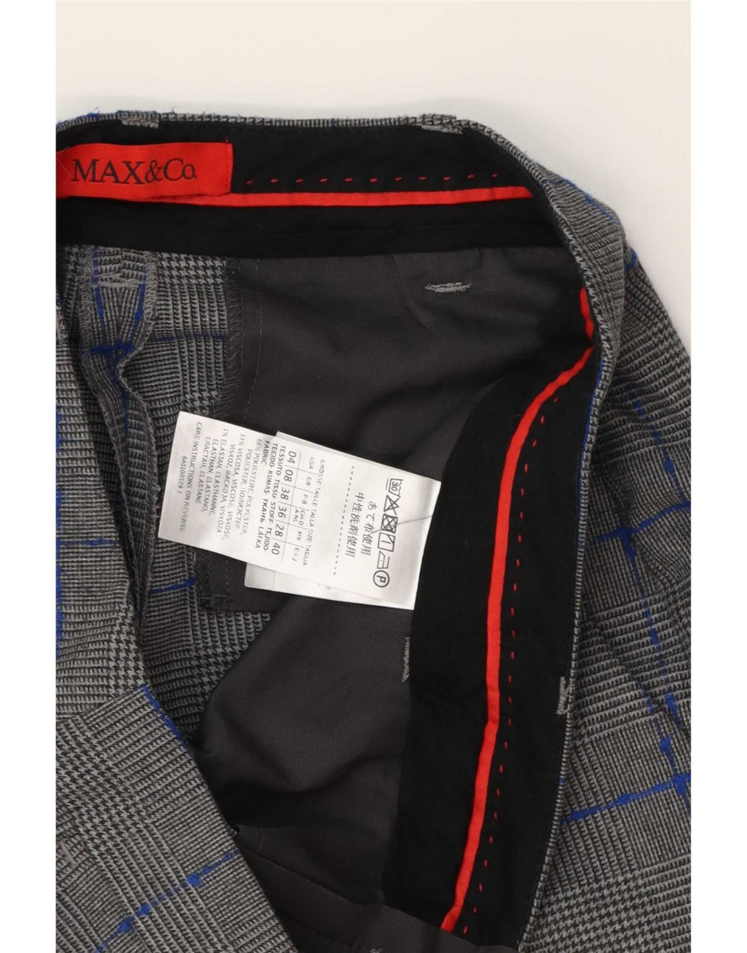Calça Chino Feminina Max & Co. Reino Unido 8 Pequeno W28 L27 Cinza Houndstooth