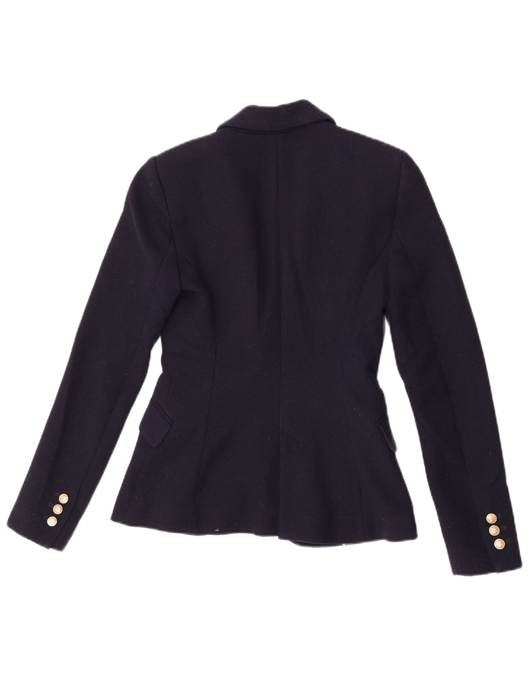 Jaqueta blazer feminina Zara com 1 botão UK 6 XS azul marinho poliéster