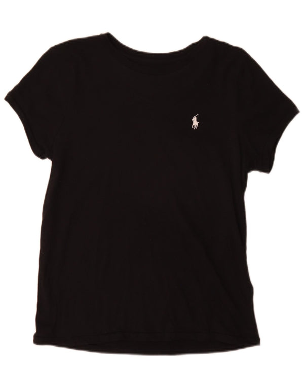 Polo Ralph Lauren Camiseta Feminina Top UK 12 Médio Algodão Preto