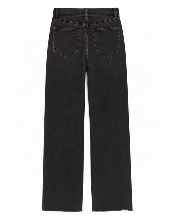 Zara Jeans feminino de perna larga EU 38 pequeno W28 L32 preto