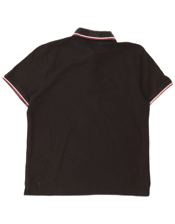 Tommy Hilfiger Mens Regular Fit Polo Shirt Large Black Cotton
