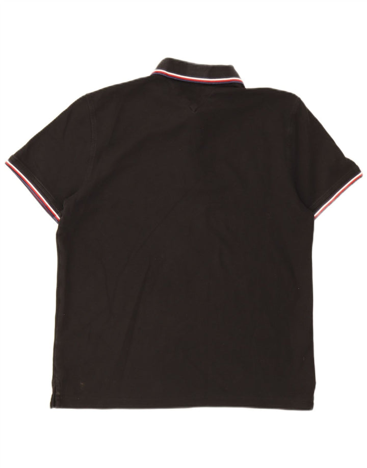 Camisa polo masculina Tommy Hilfiger Regular Fit grande algodão preto