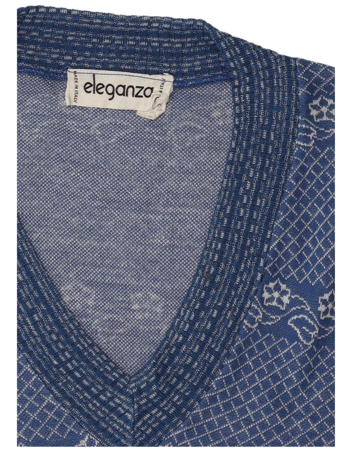 Regata masculina vintage com colete em acrílico floral azul médio