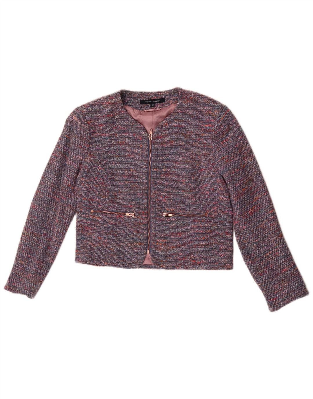 Jaqueta blazer feminina French Connection UK 10 pequena azul manchada