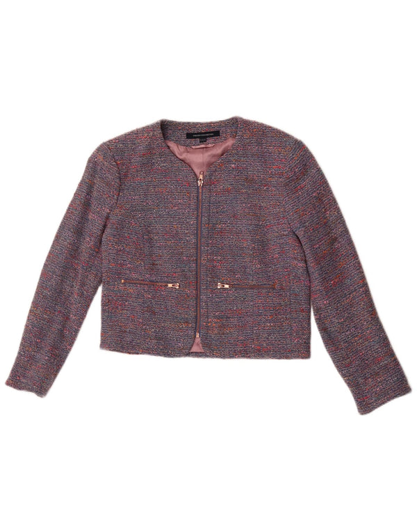 Jaqueta blazer feminina French Connection UK 10 pequena azul manchada