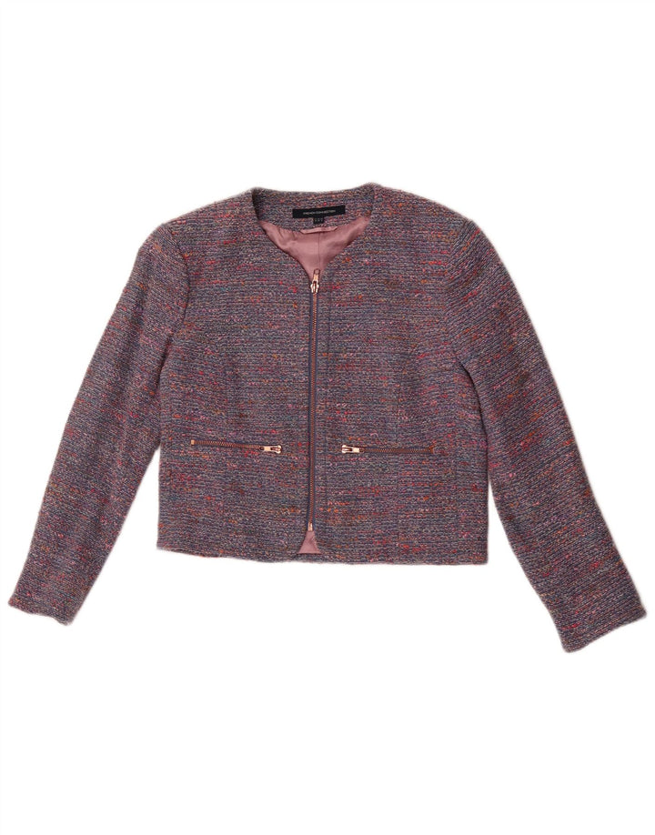 Jaqueta blazer feminina French Connection UK 10 pequena azul manchada