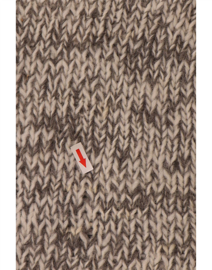 Suéter masculino vintage com decote em V cinza médio Fair Isle