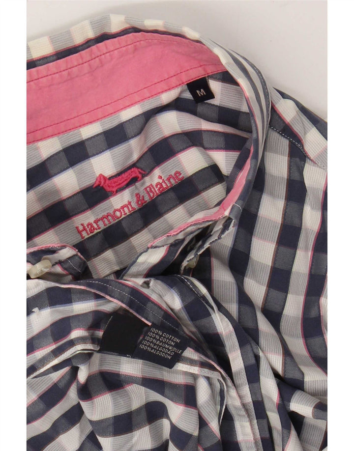 Camisa masculina Harmont & Blaine de algodão xadrez azul médio