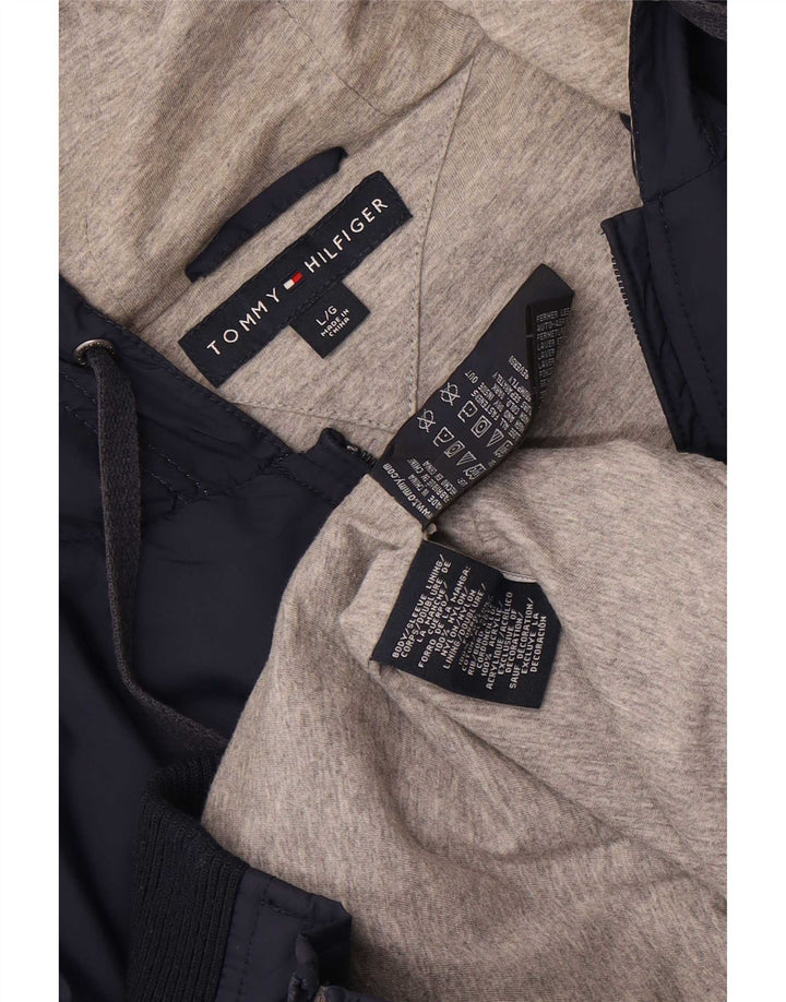 Jaqueta masculina Tommy Hilfiger com capuz gráfico grande azul marinho