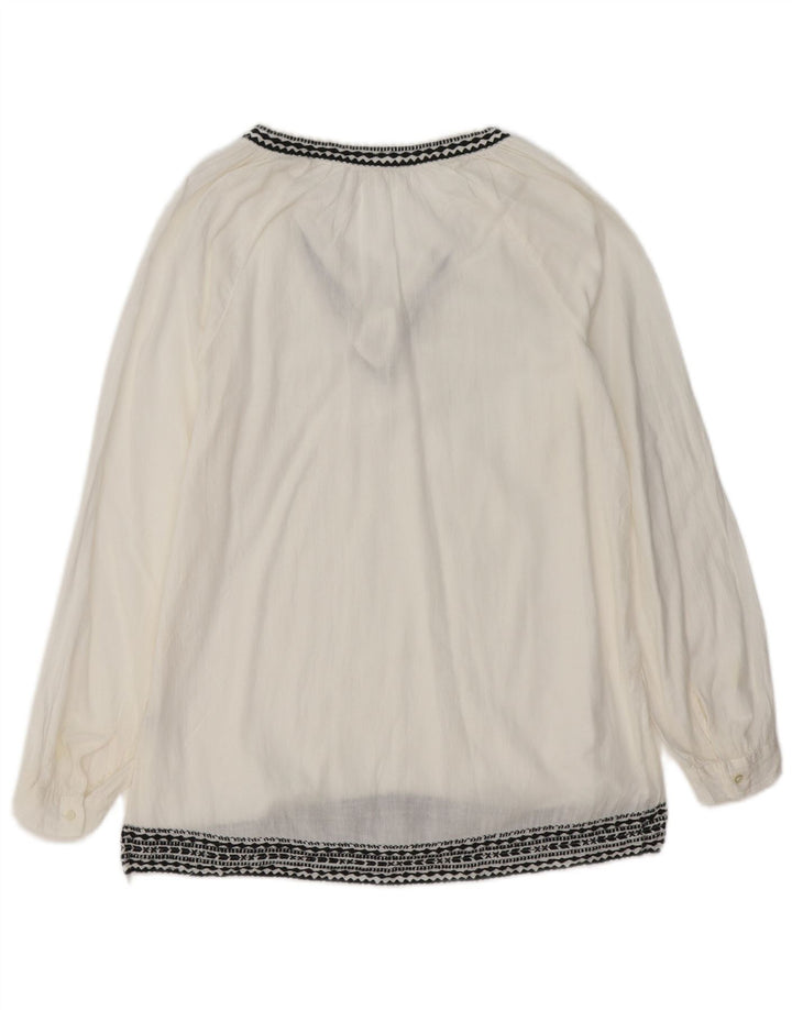 Blusa feminina de manga comprida J. CREW UK 10 algodão listrado branco pequeno