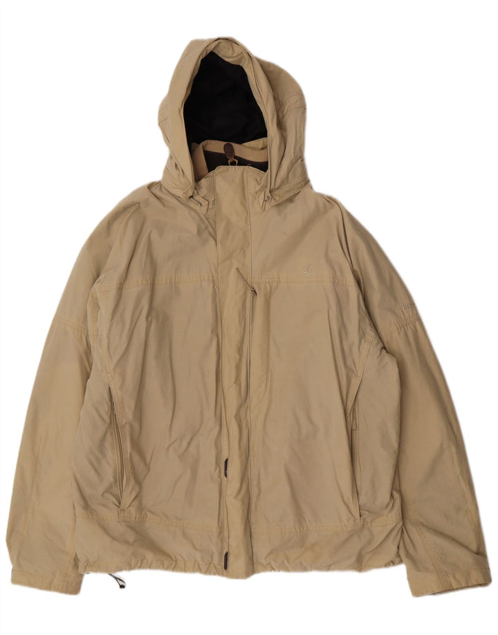 Jaqueta corta-vento masculina Timberland com capuz UK 42 XL poliéster bege