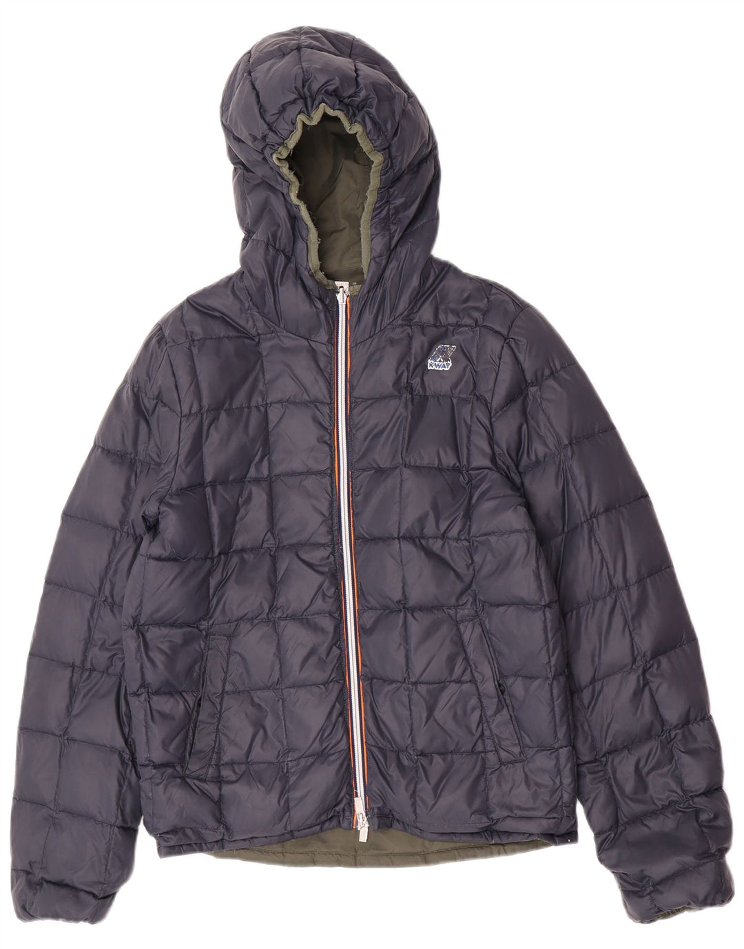 Jaqueta masculina acolchoada reversível com capuz K-Way UK 38 poliamida verde médio