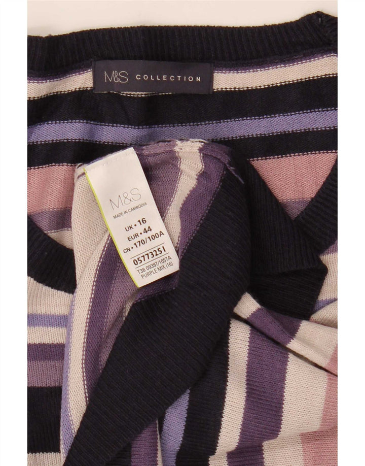 Suéter feminino Marks & Spencer com gola canoa Reino Unido 16 grande multicolorido
