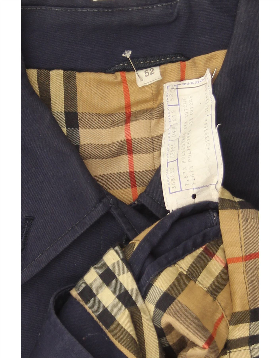 Sobretudo masculino vintage IT 52 XL poliéster azul marinho