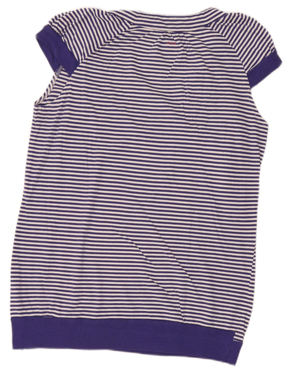 Blusa gráfica feminina Gas UK 14 grande algodão listrado azul
