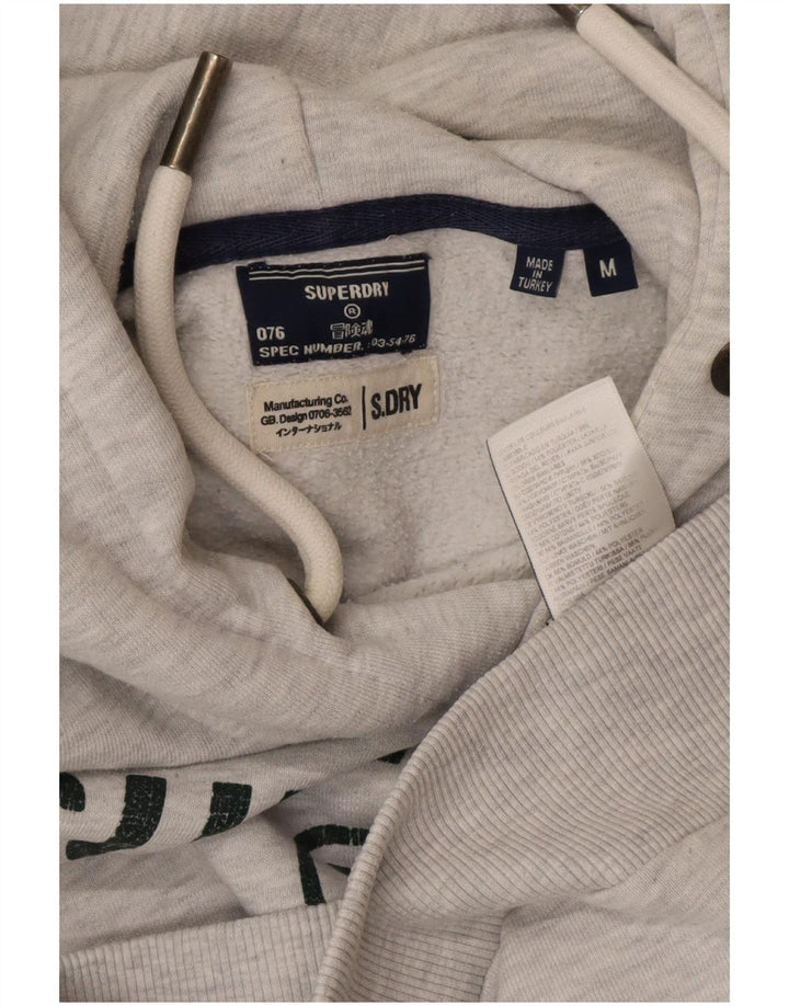 Suéter Superdry masculino com capuz gráfico cinza médio algodão