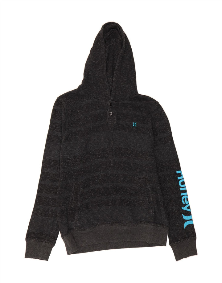 HURLEY Mens Graphic Hoodie Jumper Medium Grey Striped Cotton Vintage Hurley and Second-Hand Hurley from Messina Hembry 