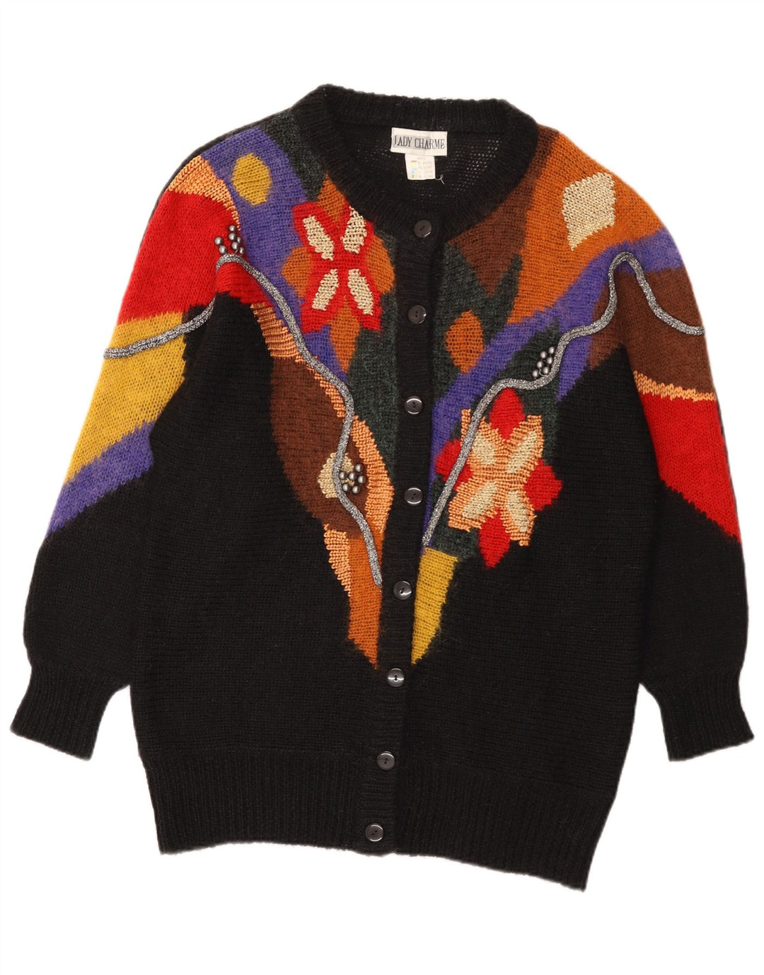 Suéter cardigã feminino Lady Charme IT 42 bloco colorido médio multicolorido