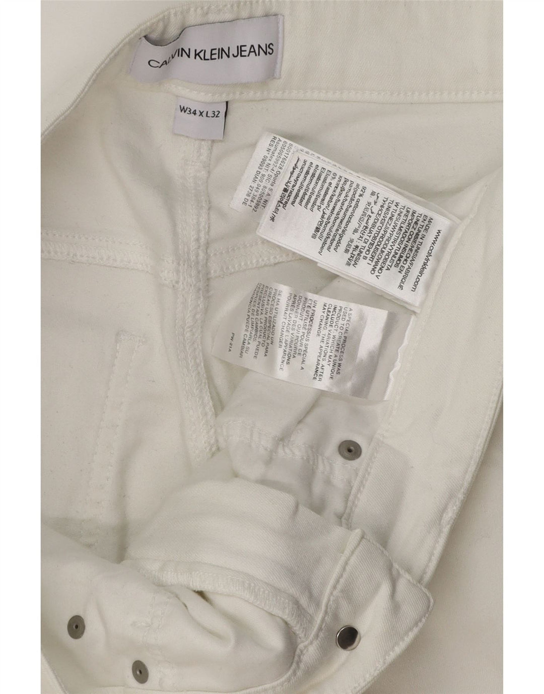Calvin Klein Jeans Slim Feminino W34 L32 Algodão Branco