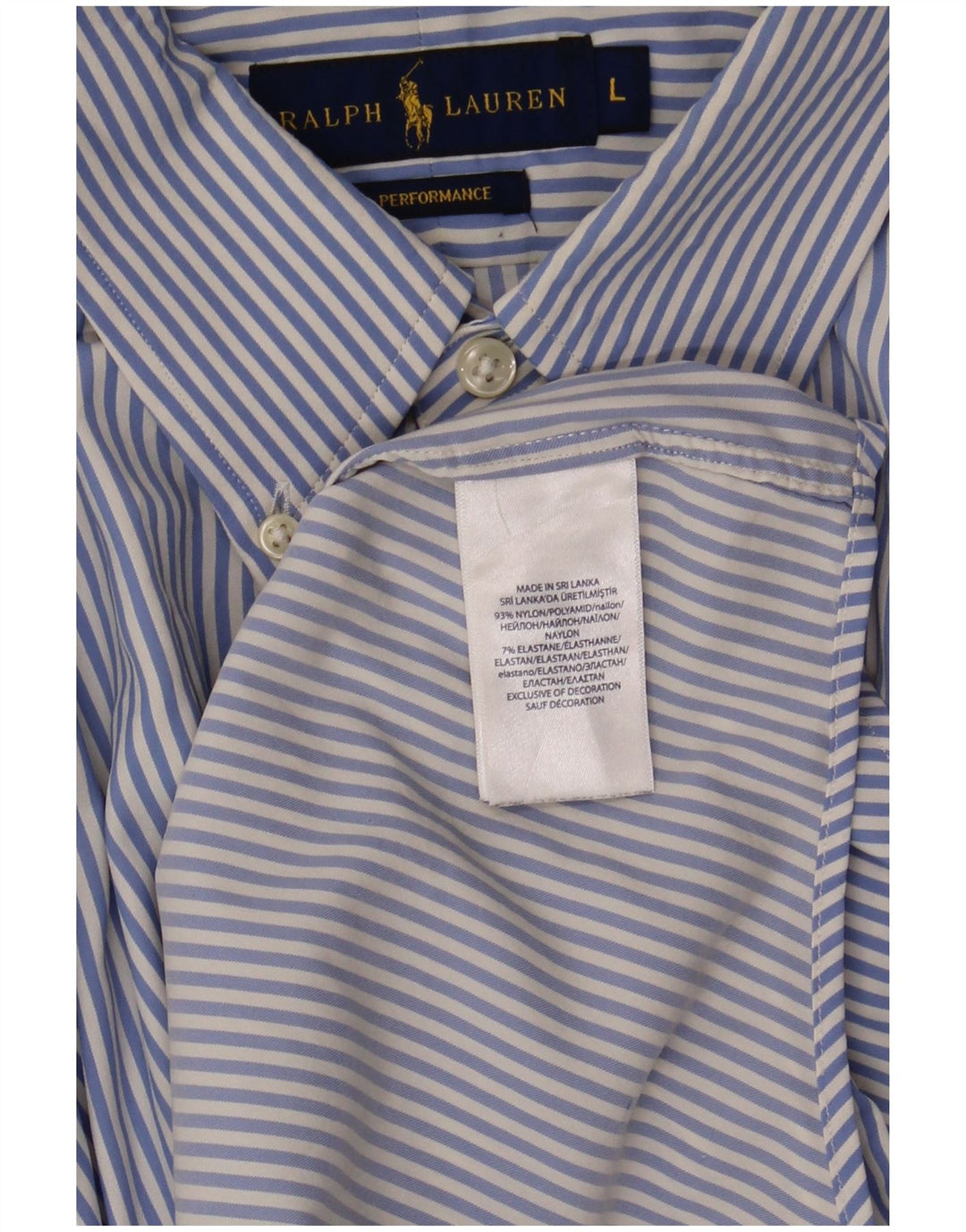 Ralph Lauren Camisa masculina grande de nylon listrado azul
