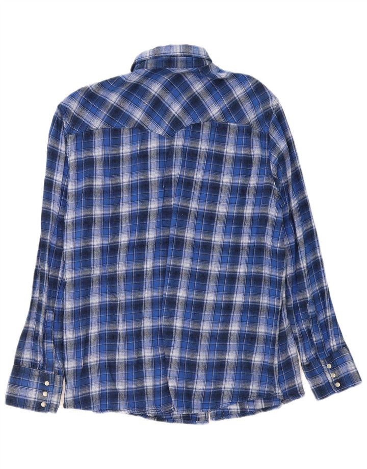 Camisa masculina de flanela Wrangler XL azul xadrez algodão