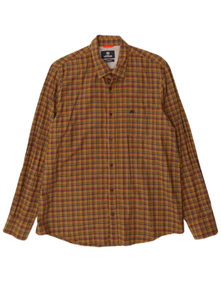 Camisa masculina de flanela Lerros XL caqui xadrez algodão