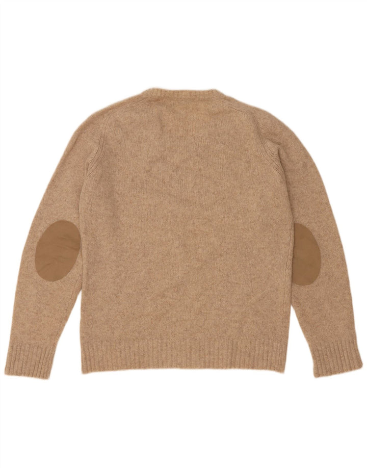 Suéter masculino Zara com decote em V grande lã bege